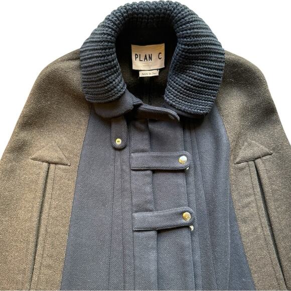 Like new! PLAN C Roll-neck Wool Cape Jacket In Brown Size 36/US Size 0/Size XS - Picture 10 of 11